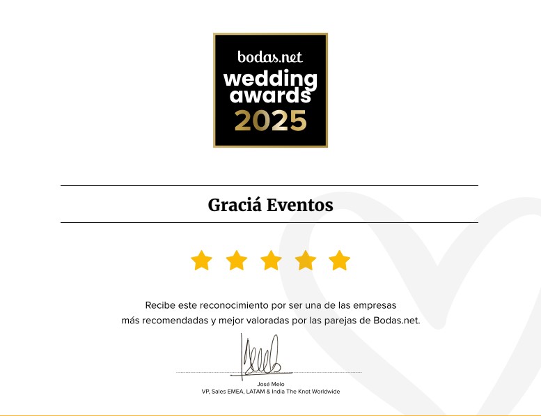 Premio Wedding Awards Wedding Planner Gracia Eventos